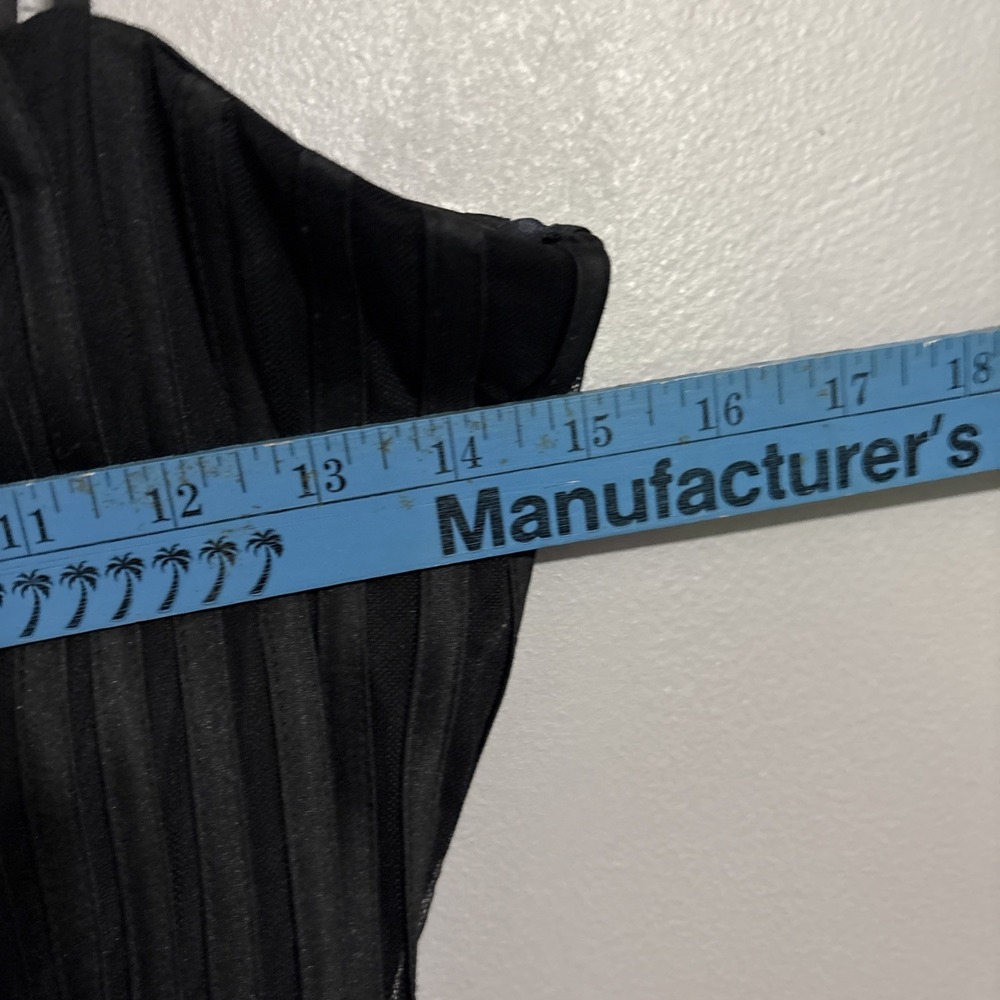 JS Collections Black‎ Tulle Striped Sleeveless Midi Holiday Party Dress Size 10 - Picture 11 of 13